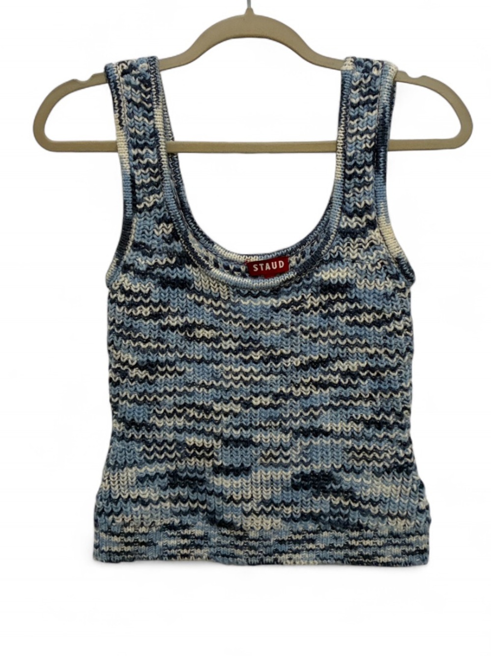 STAUD Heathered Blue Multi Knit Sweater Tank Top
